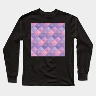 Patchwork Squares Lilac and Blue Long Sleeve T-Shirt